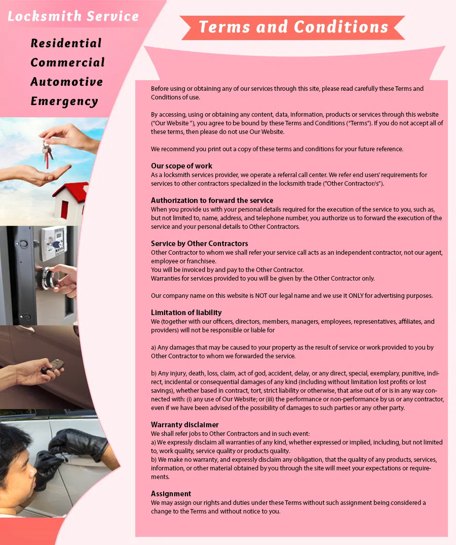 Jacksonville Central Locksmith Jacksonville, FL 904-531-3122 - TermsAndCondition-1